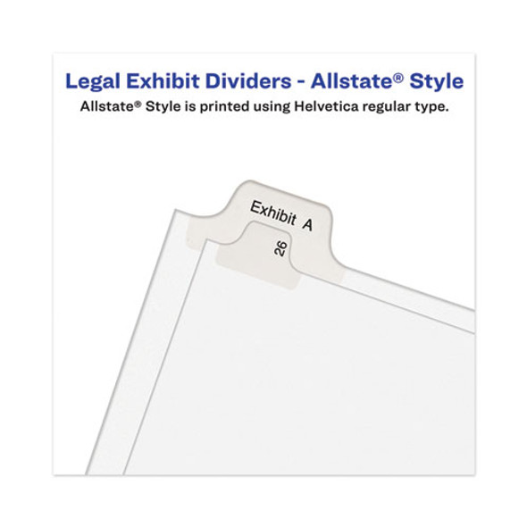 Allstate-Style Legal Side Tab Dividers, 26-Tab, Exhibit A, 11 x 8.5, White, 25/Pack