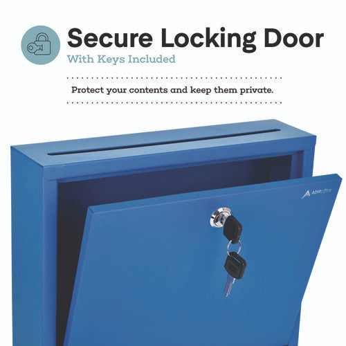 Large Size Steel Multi-Purpose Secure Drop Box, 12 x 3 x10, Blue