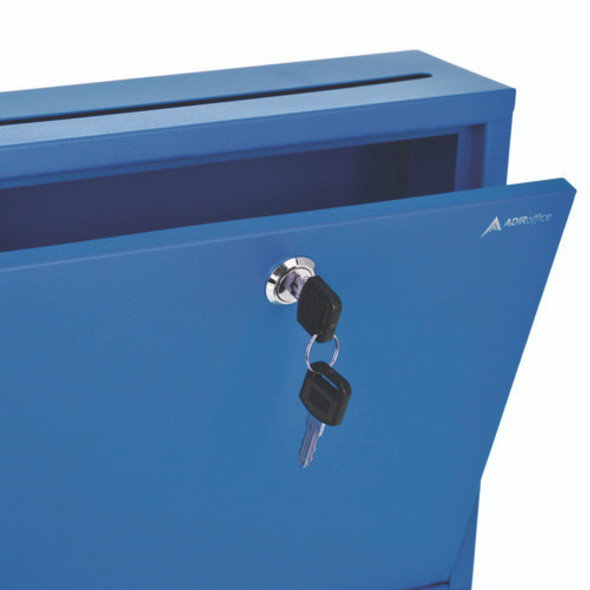Large Size Steel Multi-Purpose Secure Drop Box, 12 x 3 x10, Blue
