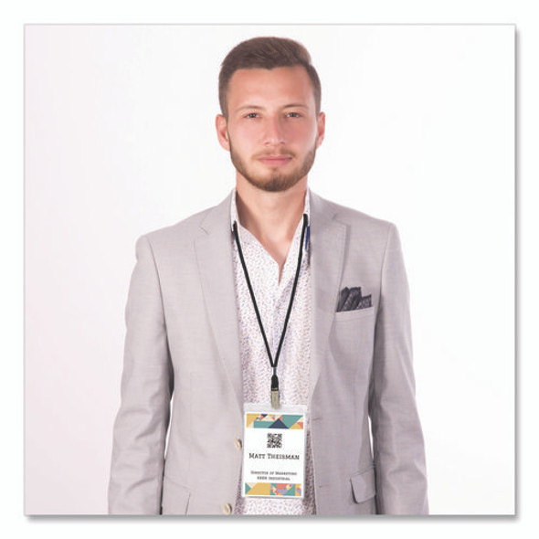 Lanyard-Style Badge Holder w/Laser/Inkjet Inserts, Top Load, 4.25 x 6, WE, 25/PK