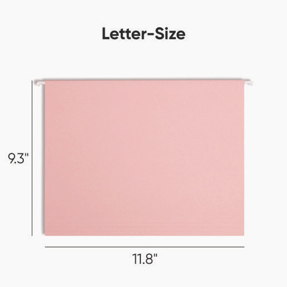 Colored Hanging File Folders with 1/5 Cut Tabs, Letter Size, 1/5-Cut Tabs, Pink, 25/Box