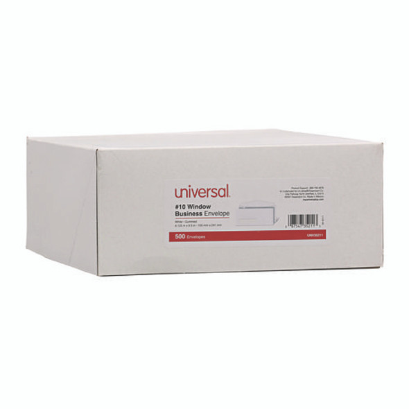 Open-Side Business Envelope, 1 Window, #10, Commercial Flap, Gummed Closure, 4.13 x 9.5, White, 500/Box