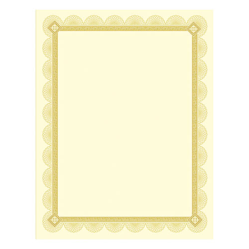 Premium Certificates, 8.5 x 11, Ivory/Gold with Spiro Gold Foil Border,15/Pack