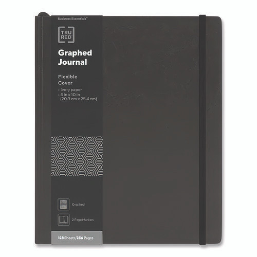 Flexible-Cover Business Journal, 1-Subject, Quadrille Rule, Black Cover, (128) 10 x 8 Sheets