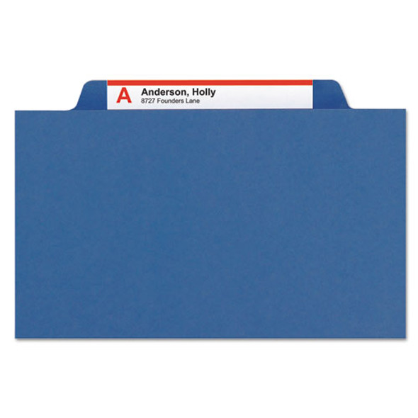 Expanding Recycled Heavy Pressboard Folders, 1/3-Cut Tabs: Assorted, Letter Size, 1" Expansion, Dark Blue, 25/Box
