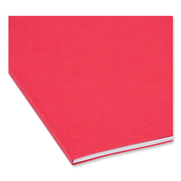Reinforced Top Tab Colored File Folders, 1/3-Cut Tabs: Assorted, Letter Size, 0.75" Expansion, Red, 100/Box