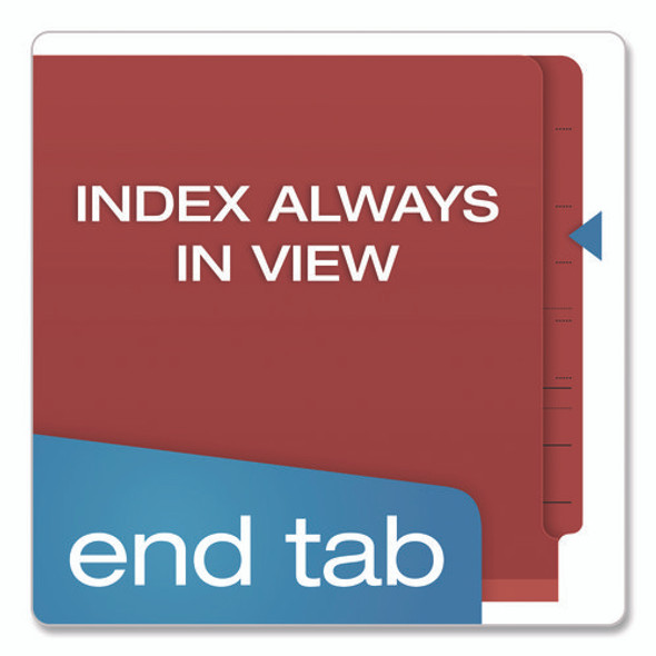 Colored Pressboard End Tab Classification Folders, 1.75" Expansion, 1 Divider, 4 Fasteners, Letter Size, Red Exterior, 10/Box