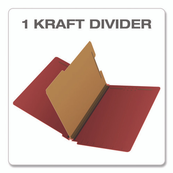 Colored Pressboard End Tab Classification Folders, 1.75" Expansion, 1 Divider, 4 Fasteners, Letter Size, Red Exterior, 10/Box Colored Pressboard End Tab Classification Folders, 1.75" Expansion, 1 Divider, 4 Fasteners, Letter Size, Red Exterior, 10/Box