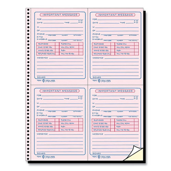 Telephone Message Book with Fax/Mobile Section, Two-Part Carbonless, 3.88 x 5.5, 4 Forms/Sheet, 400 Forms Total