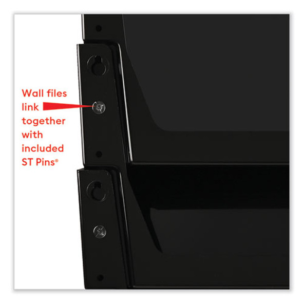 DocuPocket Stackable Three-Pocket Partition Wall File, 3 Sections, Letter Size, 13" x 4", Black