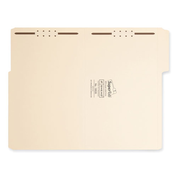 SuperTab Reinforced Guide Height Fastener Folders, 11-pt Manila, 0.75" Expansion, 2 Fasteners, Legal Size, Manila, 50/Box