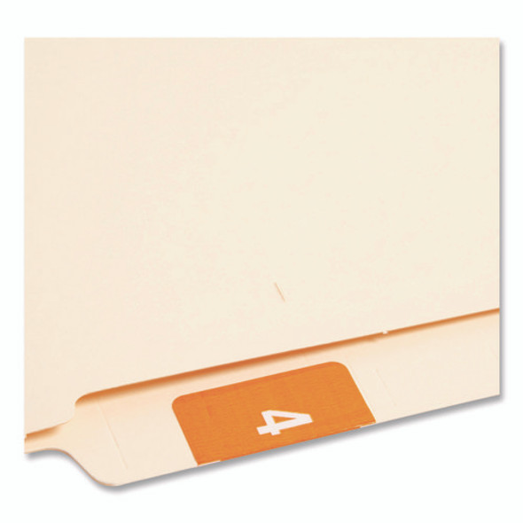 Numerical End Tab File Folder Labels, 4, 1.5 x 1.5, Orange, 250/Roll
