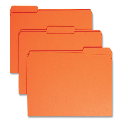 Reinforced Top Tab Colored File Folders, 1/3-Cut Tabs: Assorted, Letter Size, 0.75" Expansion, Orange, 100/Box