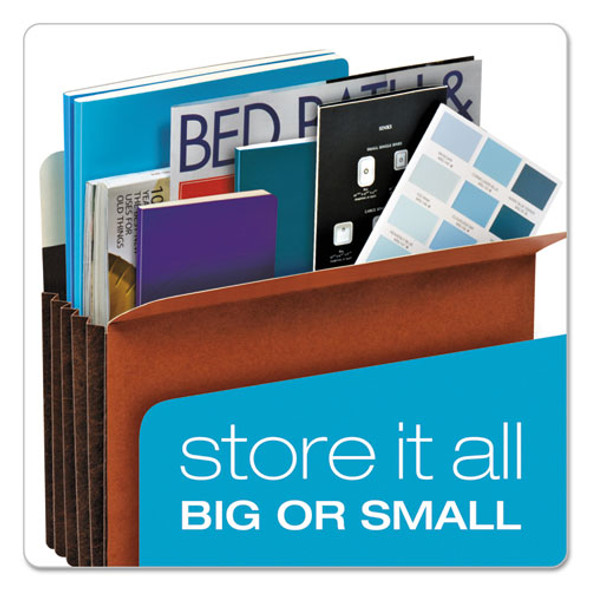 Heavy-Duty File Pockets, 3.5" Expansion, Legal Size, Redrope, 25/Box