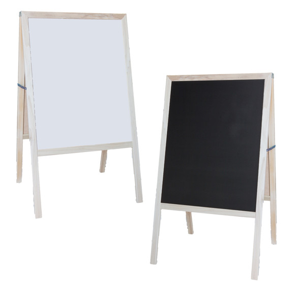 Natural White Dry-Erase/Black Chalkboard Marquee Easel, 42" x 24"