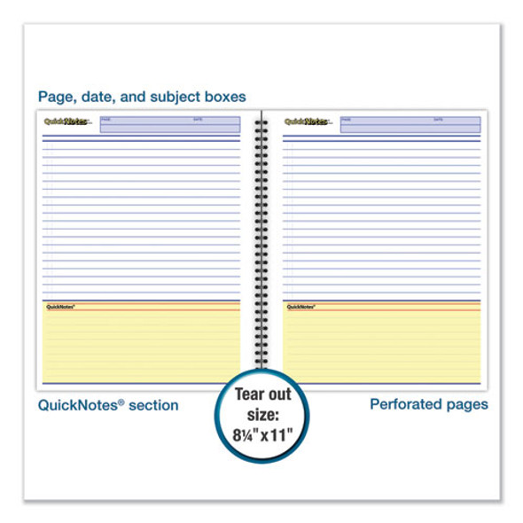 Wirebound Guided Business Notebook, QuickNotes List-Management Format, Dark Gray Linen Cover, (80) 11 x 8.5 Sheets