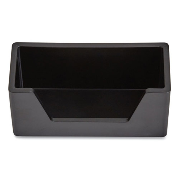 Business Card Holder, Holds 80 Cards, 3.97 x 1.73 x 1.77, Plastic, Black