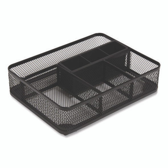 Mesh Drawer Organizer, Seven Compartment, 9.76 x 7.48 x 2.68, Black