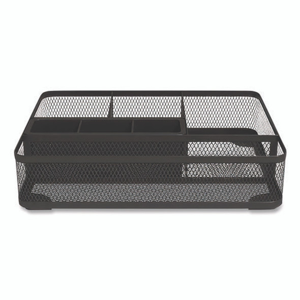 Mesh Drawer Organizer, Seven Compartment, 9.76 x 7.48 x 2.68, Black