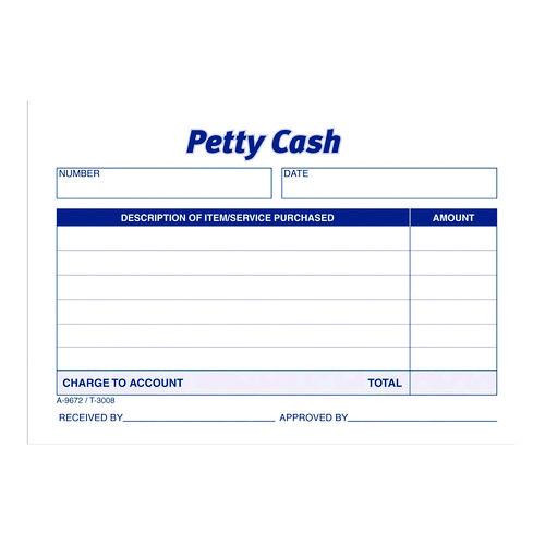 Petty Cash Receipts, One-Part (No Copies), 5 x 3.5, 50 Receipts/Pad, 12 Pads/Pack