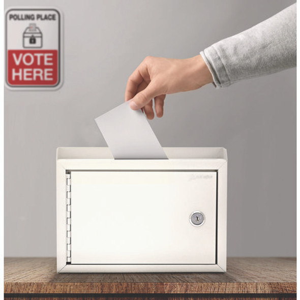 Medium Size Steel Multi-Purpose Secure Drop Box, 9.8 x 3.4 x 7.5, White