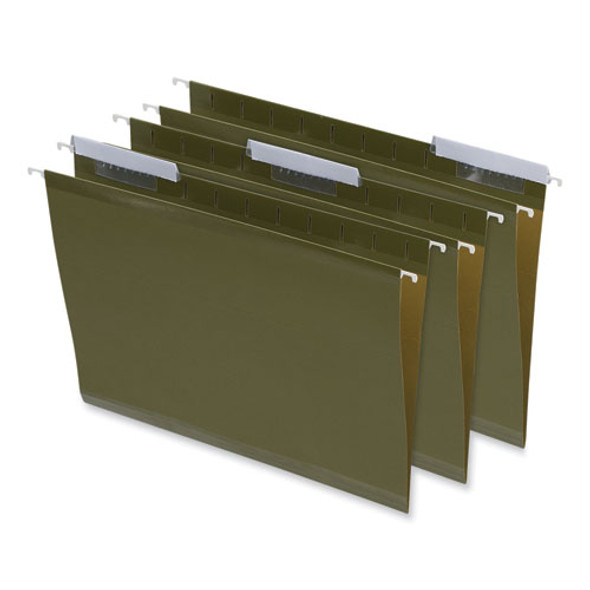 Deluxe Reinforced Recycled Hanging File Folders, Letter Size, 1/3-Cut Tabs, Standard Green, 25/Box