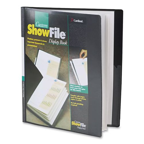 ShowFile Display Book with Custom Cover Pocket, 12 Letter-Size Sleeves, Black