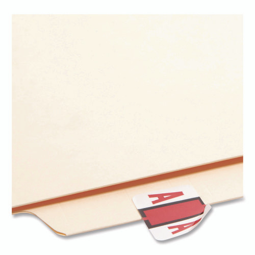 A-Z Color-Coded End Tab Filing Labels, A, 1 x 1.25, White, 500/Roll