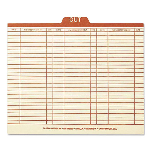 Manila Out Guides, Printed Form Style, 1/5-Cut Top Tab, Out, 8.5 x 11, Manila, 100/Box