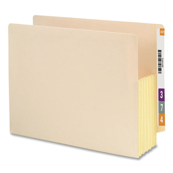 Manila End Tab File Pockets with Tear Resistant Gussets, 5.25" Expansion, Letter Size, Manila, 10/Box