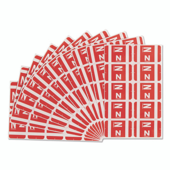 AlphaZ Color-Coded Second Letter Alphabetical Labels, N, 1 x 1.63, Red, 10/Sheet, 10 Sheets/Pack