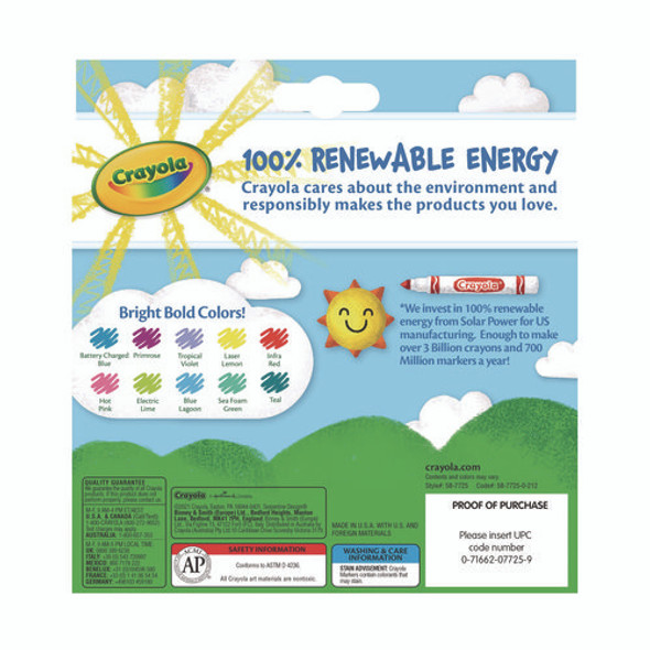 Non-Washable Marker, Broad Bullet Tip, Assorted Tropical Colors, 10/Pack