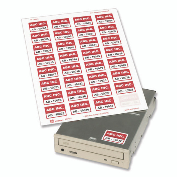 Permanent ID Labels w/ Sure Feed Technology, Inkjet/Laser Printers, 1.25 x 1.75, White, 32/Sheet, 15 Sheets/Pack