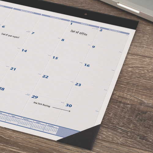 Desk Pad, 24 x 19, White Sheets, Black Binding, Black Corners, 12-Month (Jan to Dec): 2025