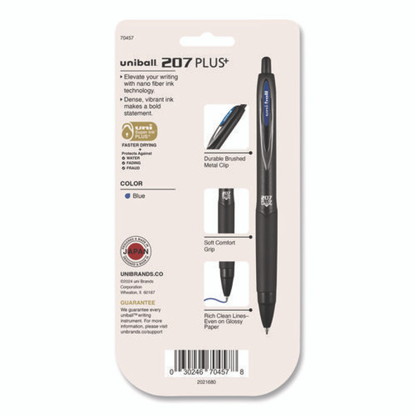 207 Plus+ Gel Pen, Retractable, Medium 0.7 mm, Blue Ink, Black Barrel, 4/Pack 207 Plus+ Gel Pen, Retractable, Medium 0.7 mm, Blue Ink, Black Barrel, 4/Pack