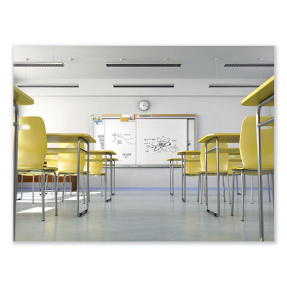 Horizontal Sliding Porcelain Magnetic Whiteboard, 144" x 48", White Surface, Anodized Aluminum Frame