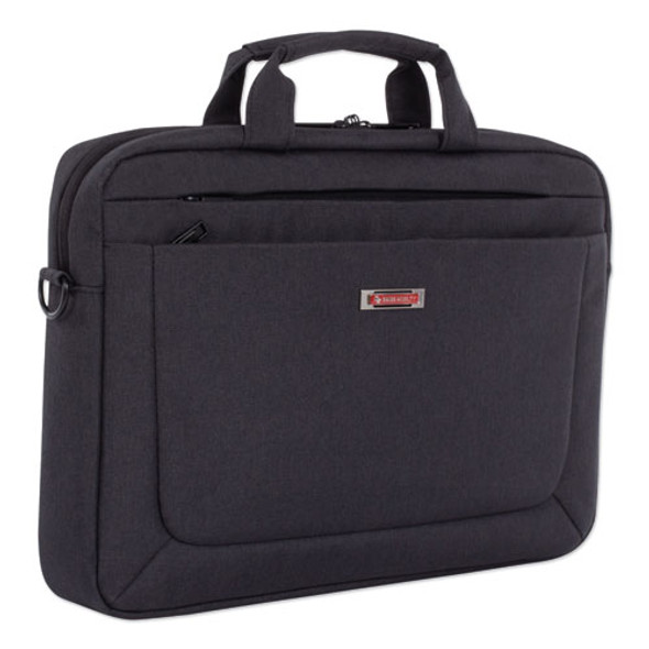 Cadence Slim Briefcase, Fits Devices Up to 15.6", Polyester, 3.5 x 3.5 x 16, Charcoal
