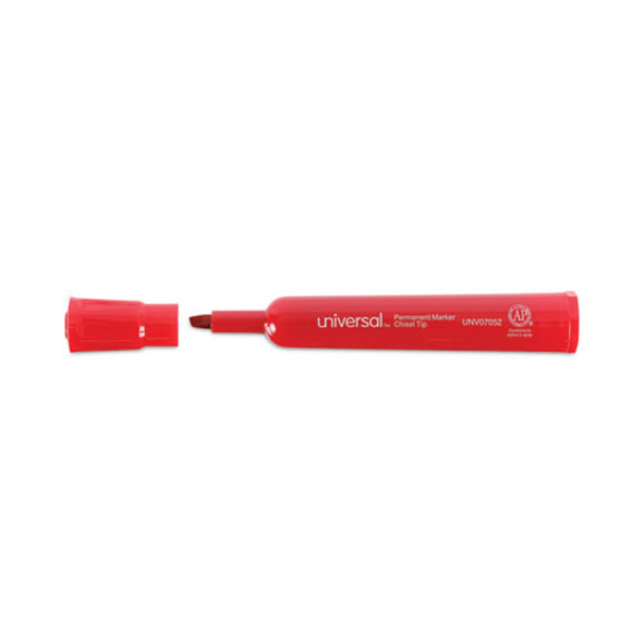 Chisel Tip Permanent Marker, Broad Chisel Tip, Red, Dozen