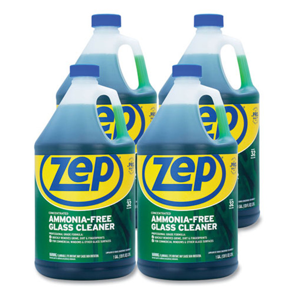 Ammonia-Free Glass Cleaner, Pleasant Scent, 1 gal Bottle, 4/Carton