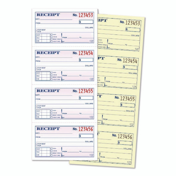 Money/Rent Receipt Book, Two-Part Carbonless, 4.75 x 2.75, 200 Forms Total
