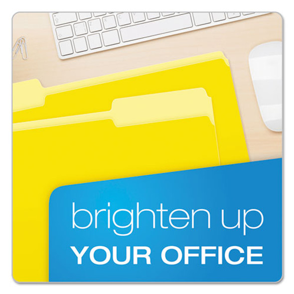 Colored File Folders, 1/3-Cut Tabs: Assorted, Legal Size, Yellow/Light Yellow, 100/Box