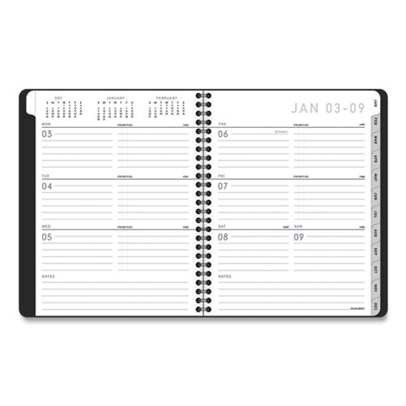 Contemporary Lite Weekly/Monthly Planner, 8.75 x 7, Black Simulated Leather Cover, 12-Month (Jan to Dec): 2025