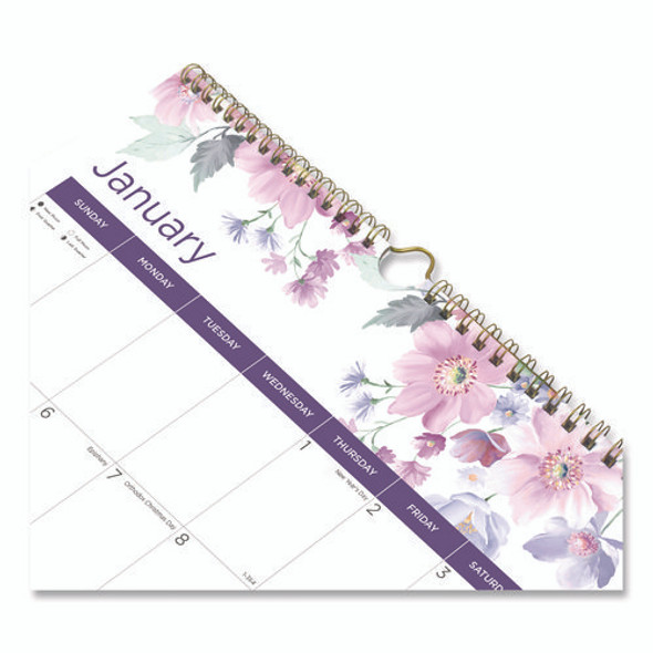12-Month Colorful Wall Calendar, Watercolor Floral Artwork, 12 x 17, White/Multicolor Sheets, 12-Month (Jan to Dec): 2025
