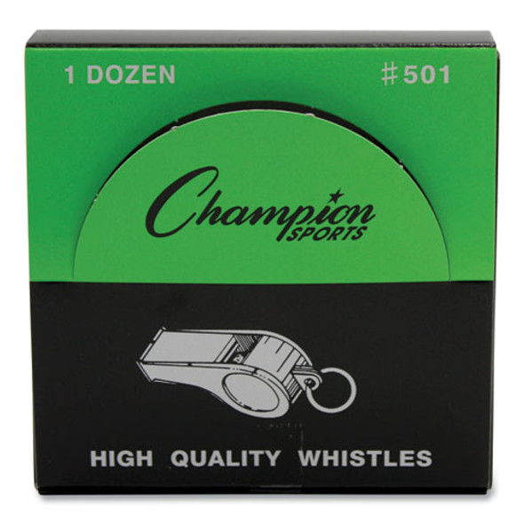Sports Whistle, Medium Weight, Metal, Silver, Dozen
