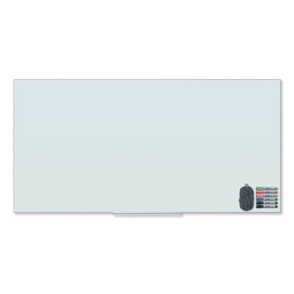 Floating Glass Dry Erase Board, 72" x 36" (Actual Size: 70" x 35"), White Surface