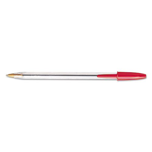 Cristal Xtra Smooth Ballpoint Pen, Stick, Medium 1 mm, Red Ink, Clear Barrel, Dozen