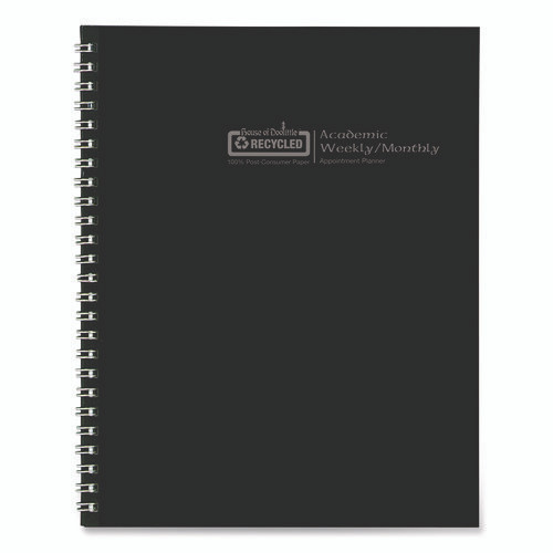 Recycled Academic Weekly/Monthly Appointment Planner, 9 x 7, Black Cover, 12-Month (Aug to July): 2024 to 2025