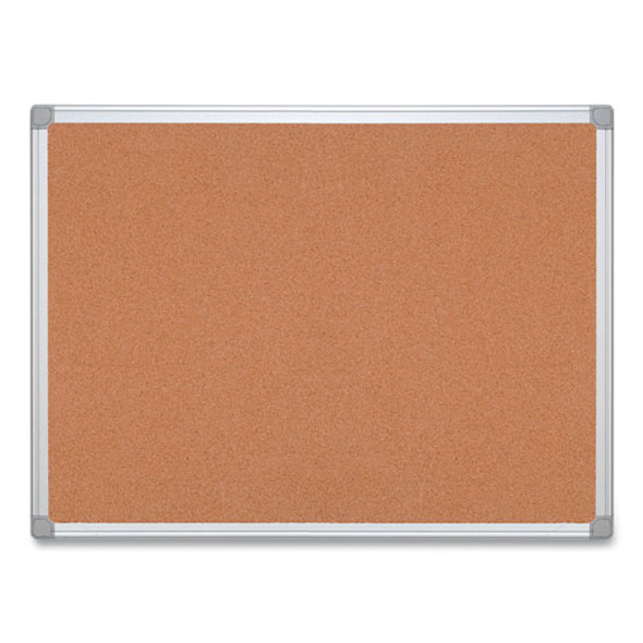 Earth Cork Board, 36" x 24", Tan Surface, Satin Aluminum Frame