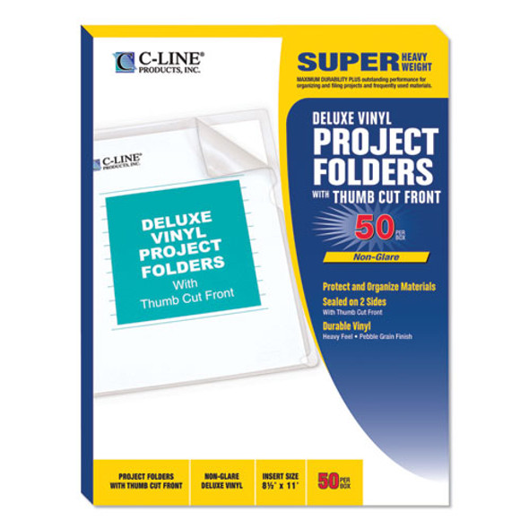 Deluxe Vinyl Project Folders, Letter Size, Clear, 50/Box Deluxe Vinyl Project Folders, Letter Size, Clear, 50/Box