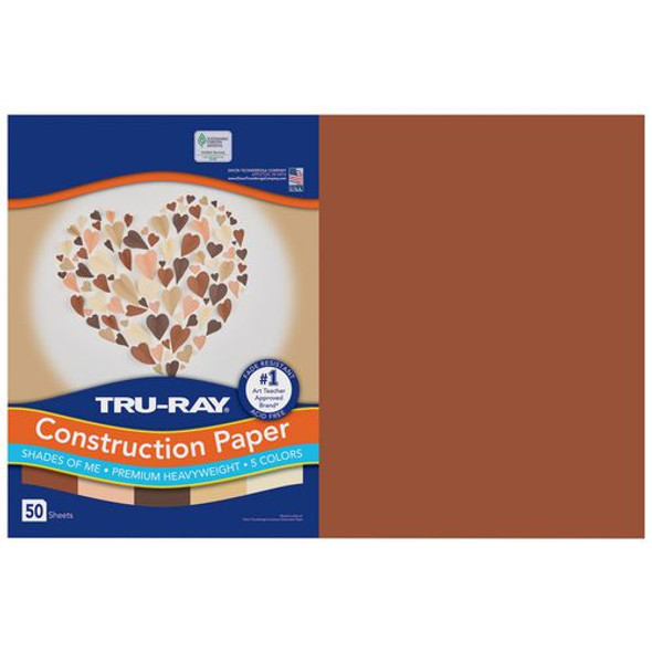 Tru-Ray Construction Paper, 70 lb Text Weight, 12 x 18, Assorted Skin Tone Colors, 50/Pack